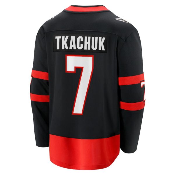 O.Senators #7 Brady Tkachuk Fanatics Branded 2020-21 Home Premier Breakaway Player Jersey Black Stitched American Hockey Jerseys