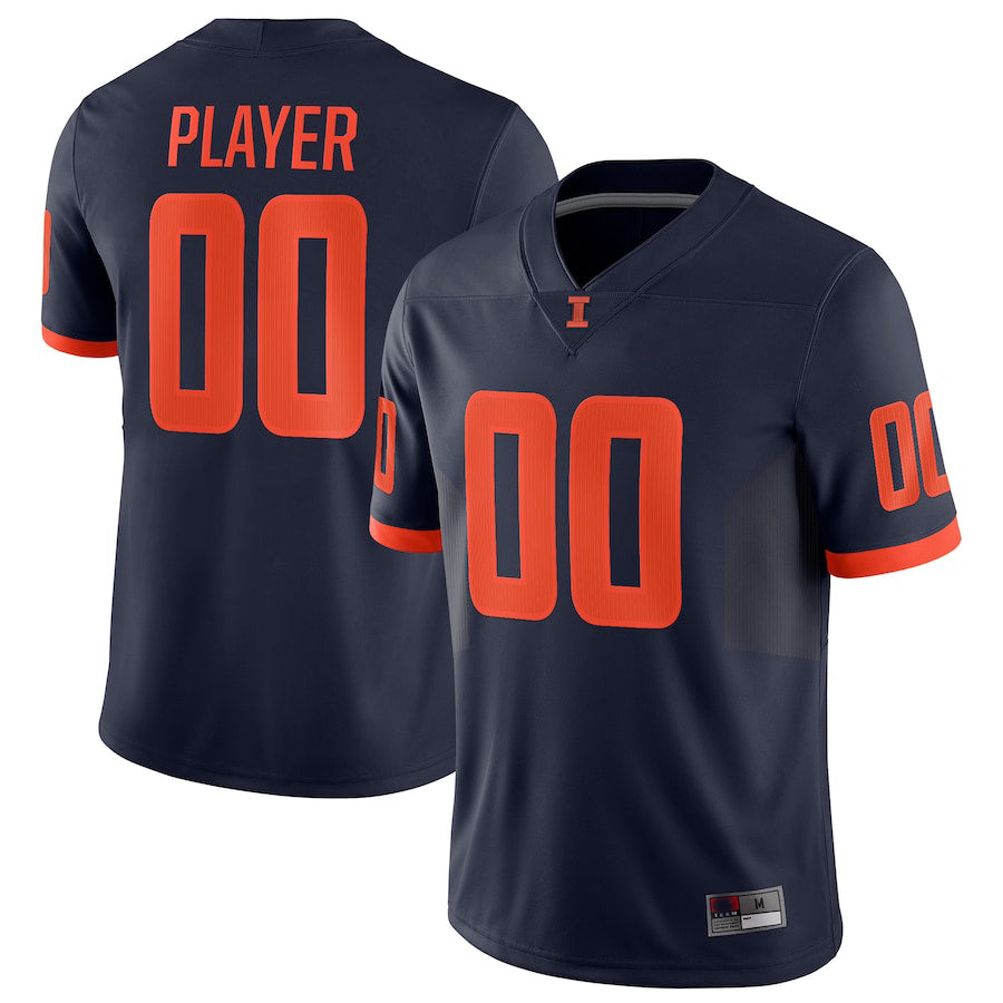 Custom I.Fighting Illini Pick-A-Player NIL Replica Football Jersey Navy American Stitched College Jerseys