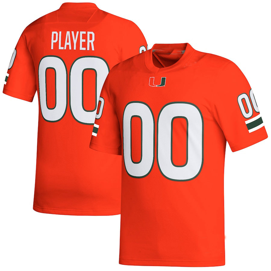 Custom M.Hurricanes Pick-A-Player NIL Replica Orange Football Jersey American Stitched College Jerseys