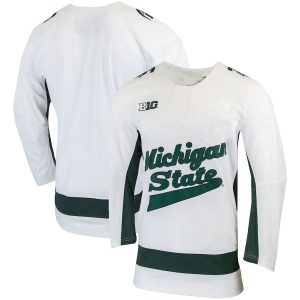 M.State Spartans Replica College Hockey Jersey White Stitched American College Jerseys
