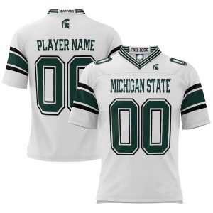 Custom M.State Spartans ProSphere NIL Pick-A-Player White Football Jersey American Stitched College Jerseys