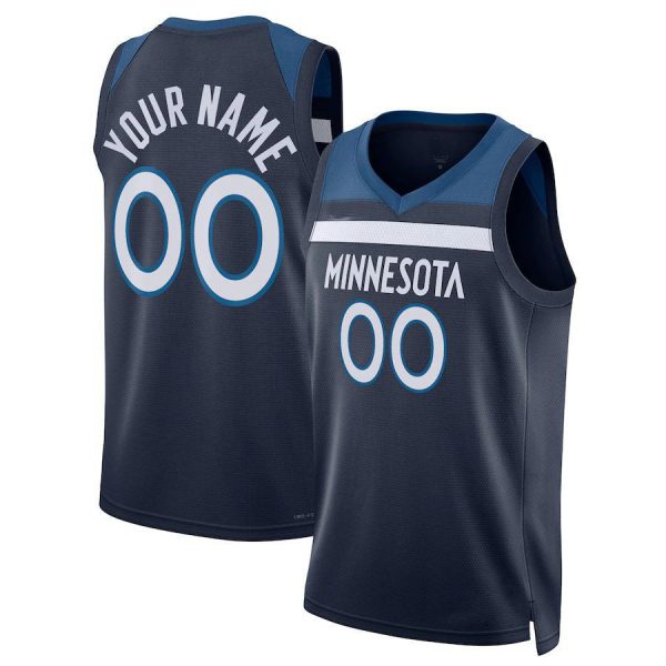 Custom M.Timberwolves Unisex 2022-23 Swingman Jersey Icon Edition Navy Stitched Basketball Jersey