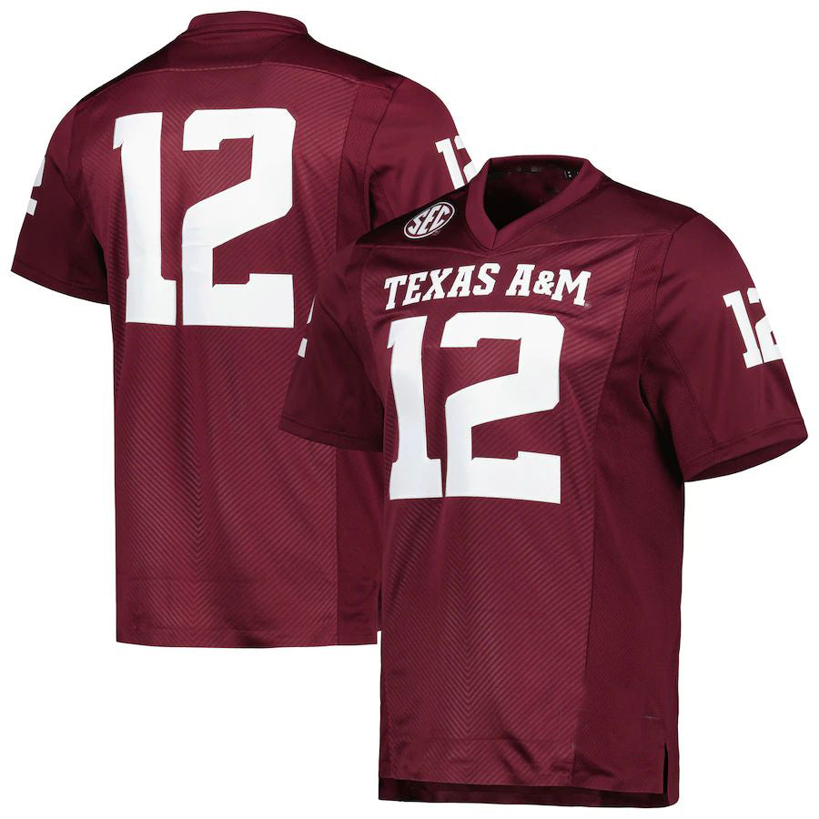 #12 T.A&M Aggies Premier Strategy Jersey Maroon Stitched American College Jerseys
