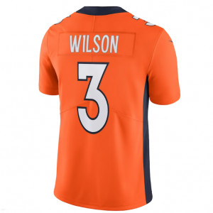 D.Broncos #3 Russell Wilson Team Vapor Limited Jersey - Orange Stitched American Football Jerseys